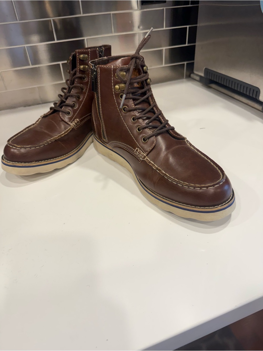Robert Wayne Brown Leather Chukka Moc-Toe Boots
